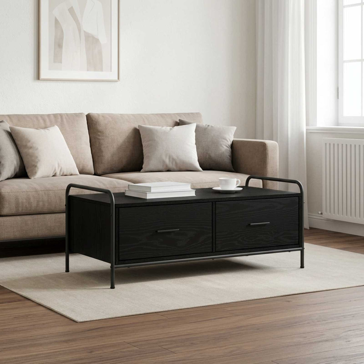 vidaXL Coffee Table Black Oak 99.5 x 49 x 41 cm Engineered Wood