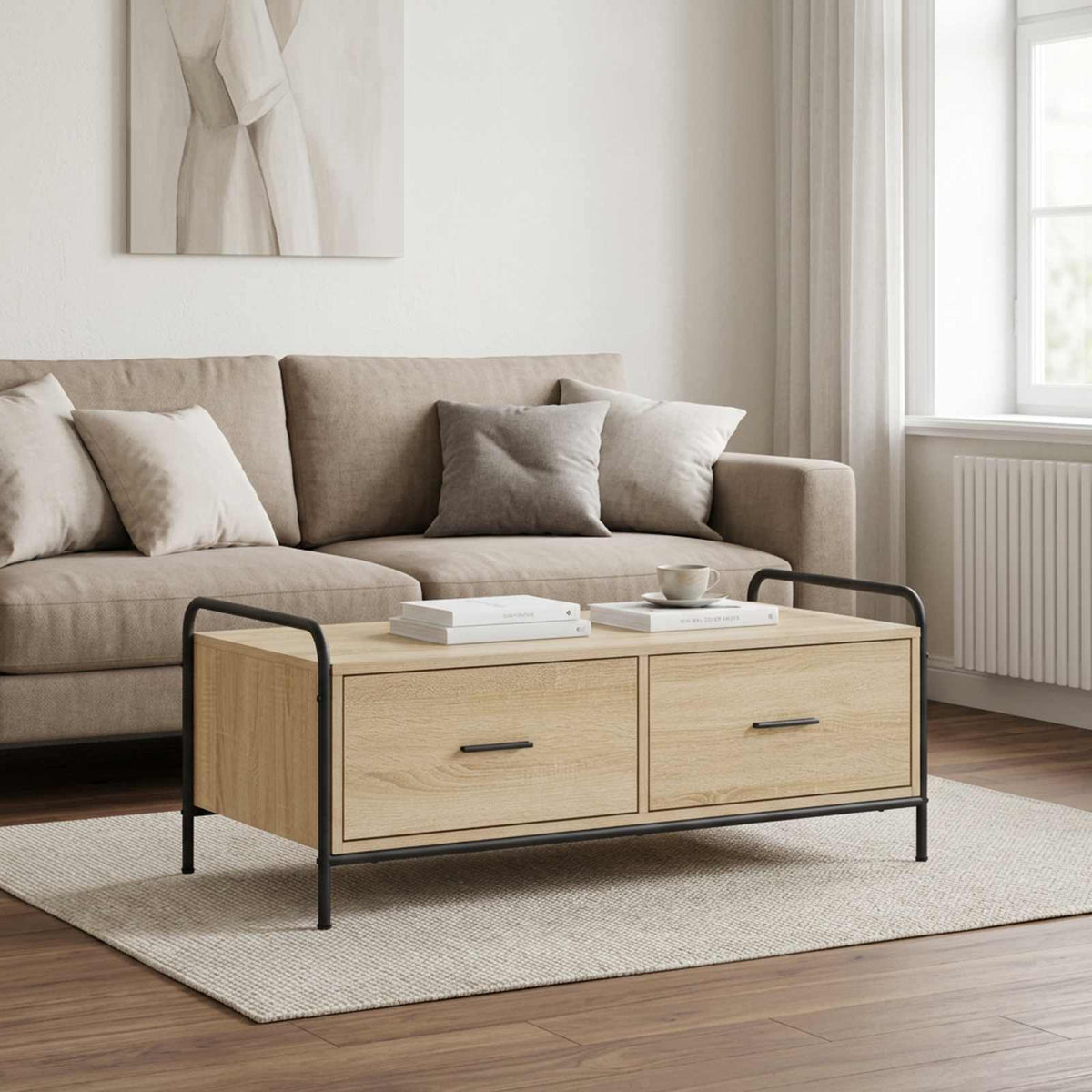 vidaXL Coffee Table Sonoma Oak 99.5 x 49 x 41 cm Engineered Wood
