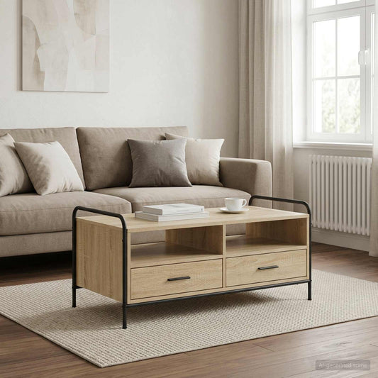 vidaXL Coffee Table Sonoma Oak 99.5 x 49 x 46 cm Engineered Wood