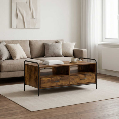 vidaXL Coffee Table Smoked Oak 99.5 x 49 x 46 cm Engineered Wood