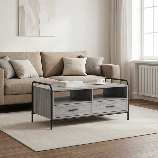 vidaXL Coffee Table Grey Sonoma 99.5 x 49 x 46 cm Engineered Wood