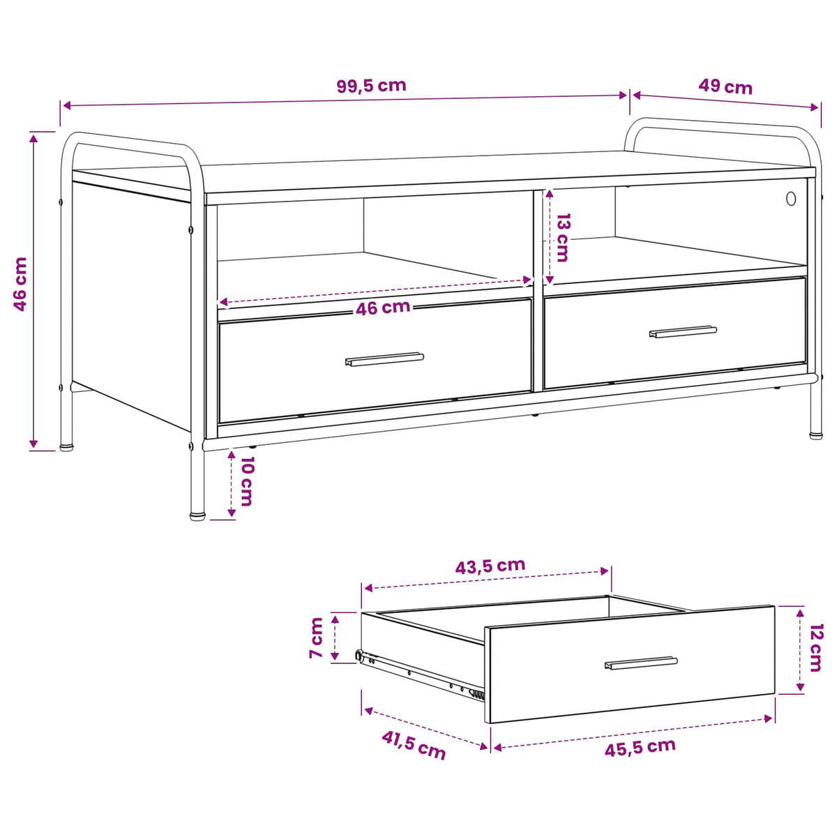 vidaXL Coffee Table Grey Sonoma 99.5 x 49 x 46 cm Engineered Wood