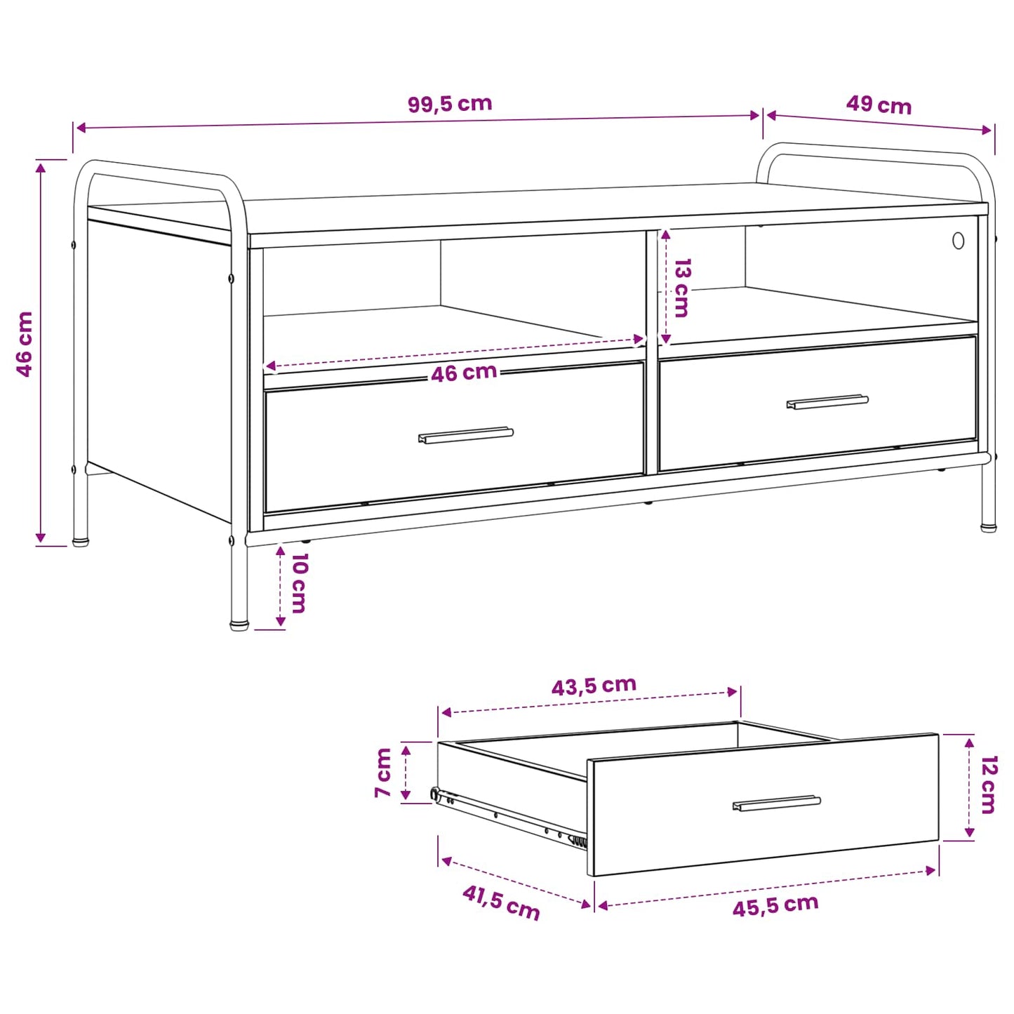 vidaXL Coffee Table Artisan Oak 99.5 x 49 x 46 cm Engineered Wood
