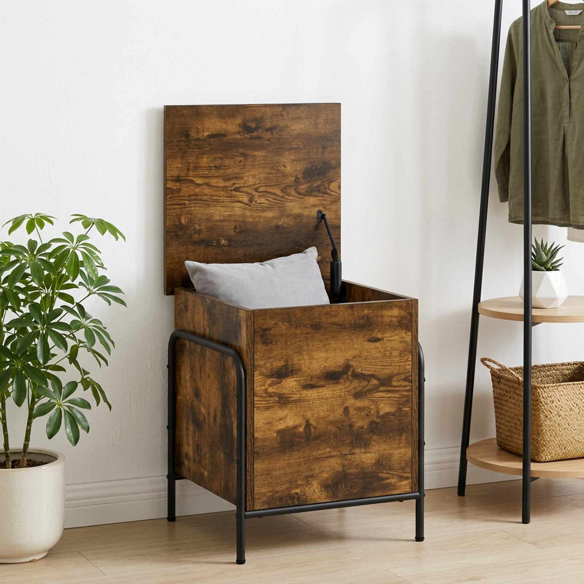 vidaXL Storage Box Smoked Oak 40.5 x 40 x 49.5 cm Engineered Wood