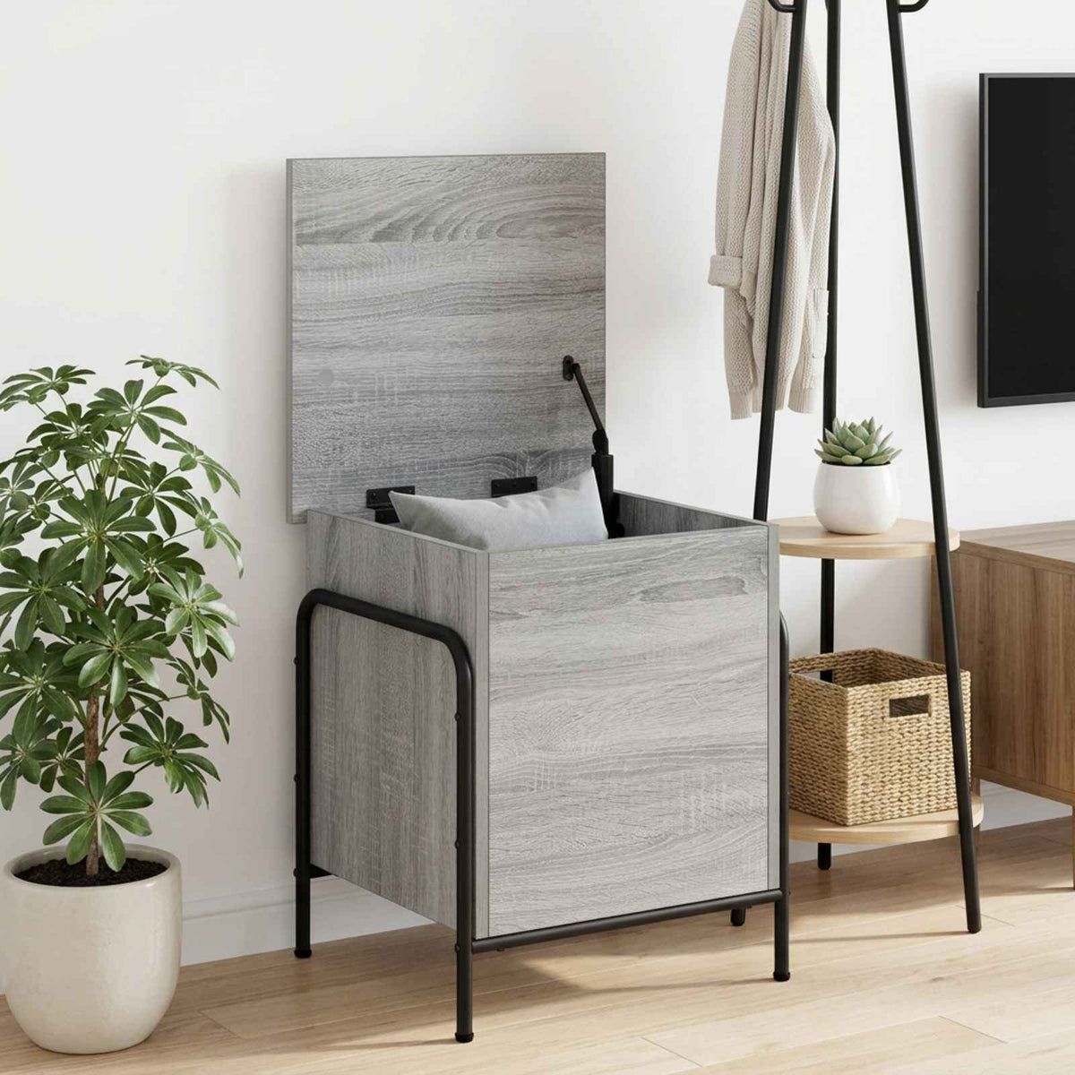 vidaXL Storage Box Grey Sonoma 40.5 x 40 x 49.5 cm Engineered Wood