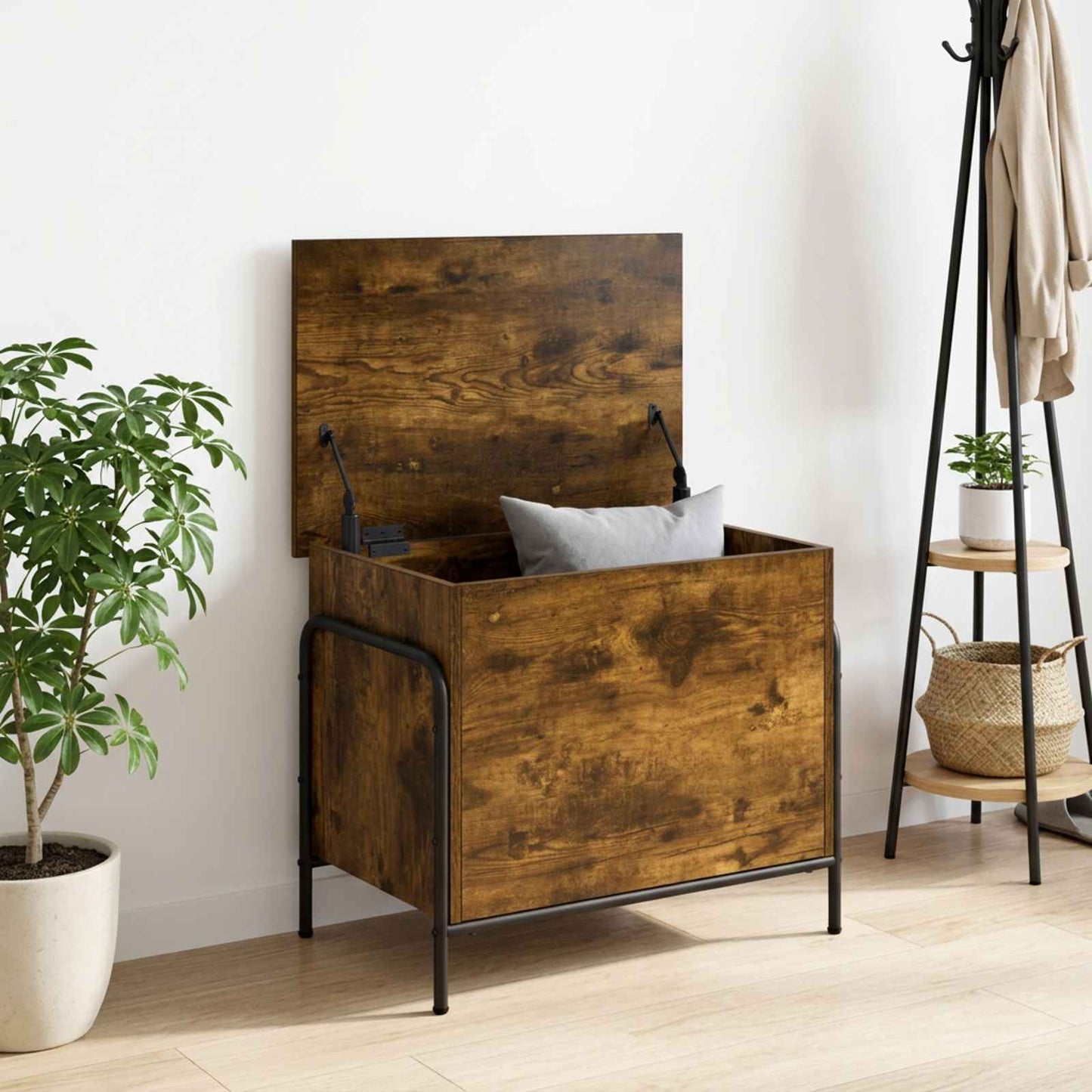 vidaXL Storage Box Smoked Oak 60 x 40 x 49.5 cm Engineered Wood