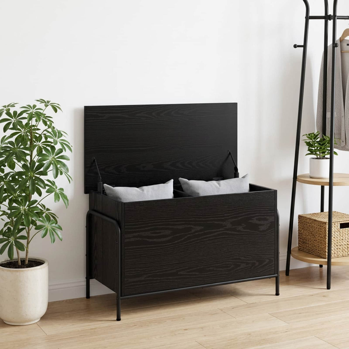 vidaXL Storage Box Black Oak 80 x 40 x 49.5 cm Engineered Wood