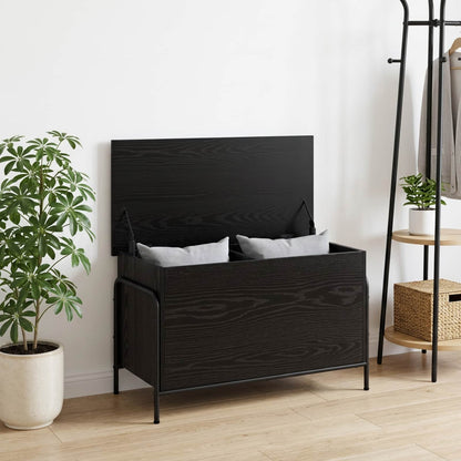 vidaXL Storage Box Black Oak 80 x 40 x 49.5 cm Engineered Wood