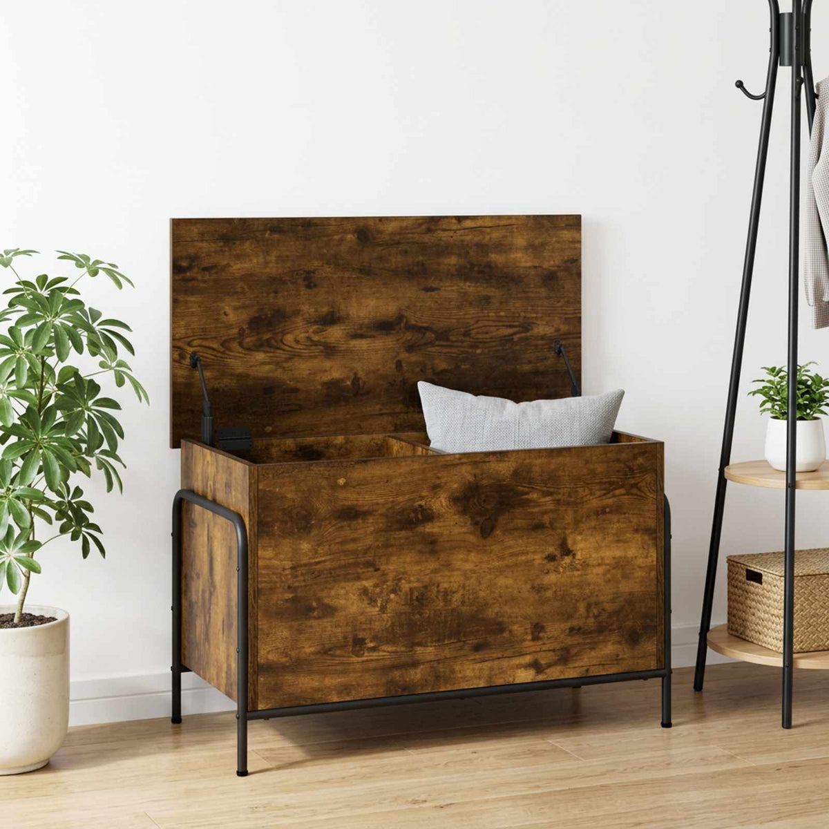 vidaXL Storage Box Smoked Oak 80 x 40 x 49.5 cm Engineered Wood
