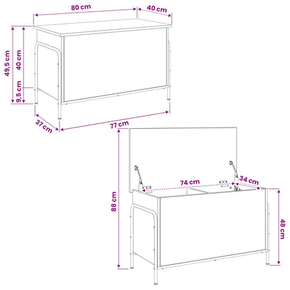vidaXL Storage Box Grey Sonoma 80 x 40 x 49.5 cm Engineered Wood
