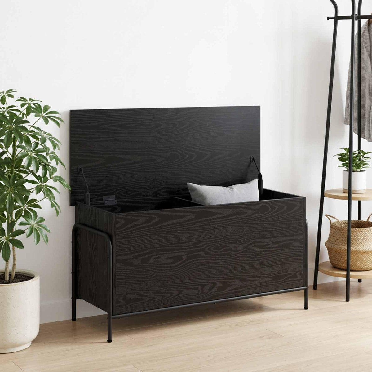 vidaXL Storage Box Black Oak 100 x 40 x 49.5 cm Engineered Wood
