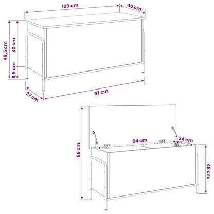 vidaXL Storage Box Smoked Oak 100 x 40 x 49.5 cm Engineered Wood