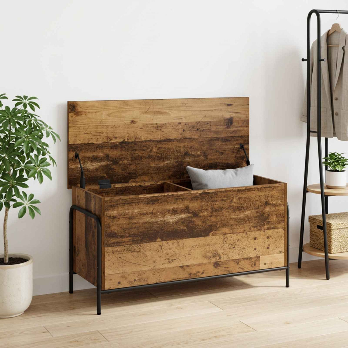 vidaXL Storage Box Old Wood 100 x 40 x 49.5 cm Engineered Wood