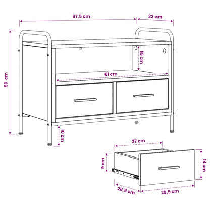 vidaXL TV Cabinet 67.5 x 33 x 50 cm Smoked Oak Engineered Wood