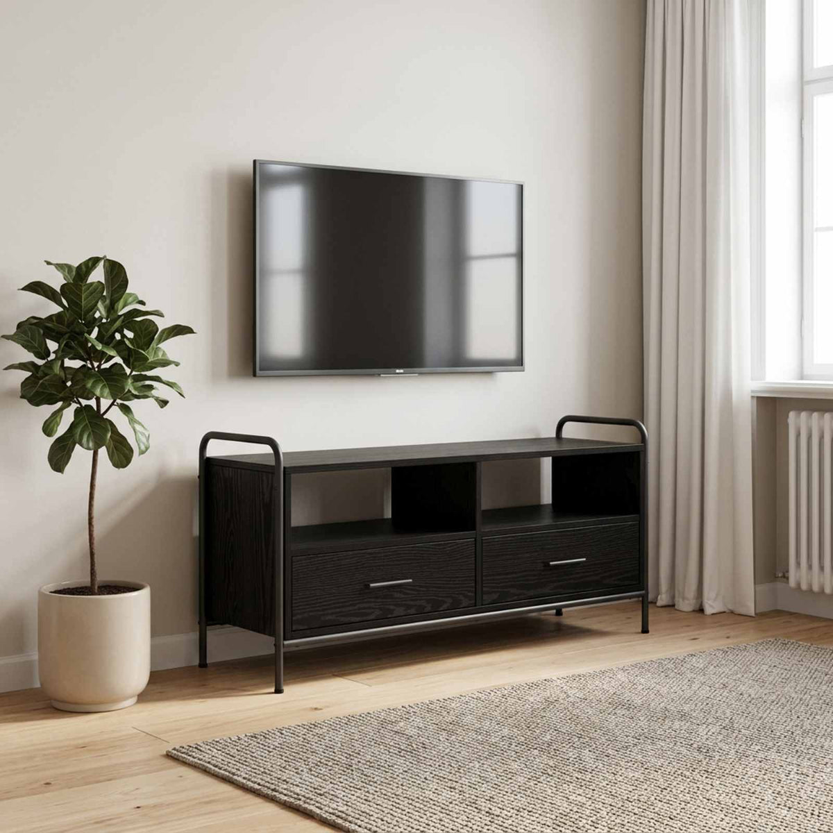 vidaXL TV Cabinet 99.5 x 33 x 50 cm Black Oak Engineered Wood