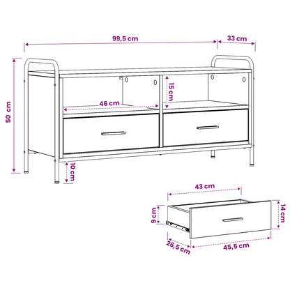 vidaXL TV Cabinet 99.5 x 33 x 50 cm Black Oak Engineered Wood