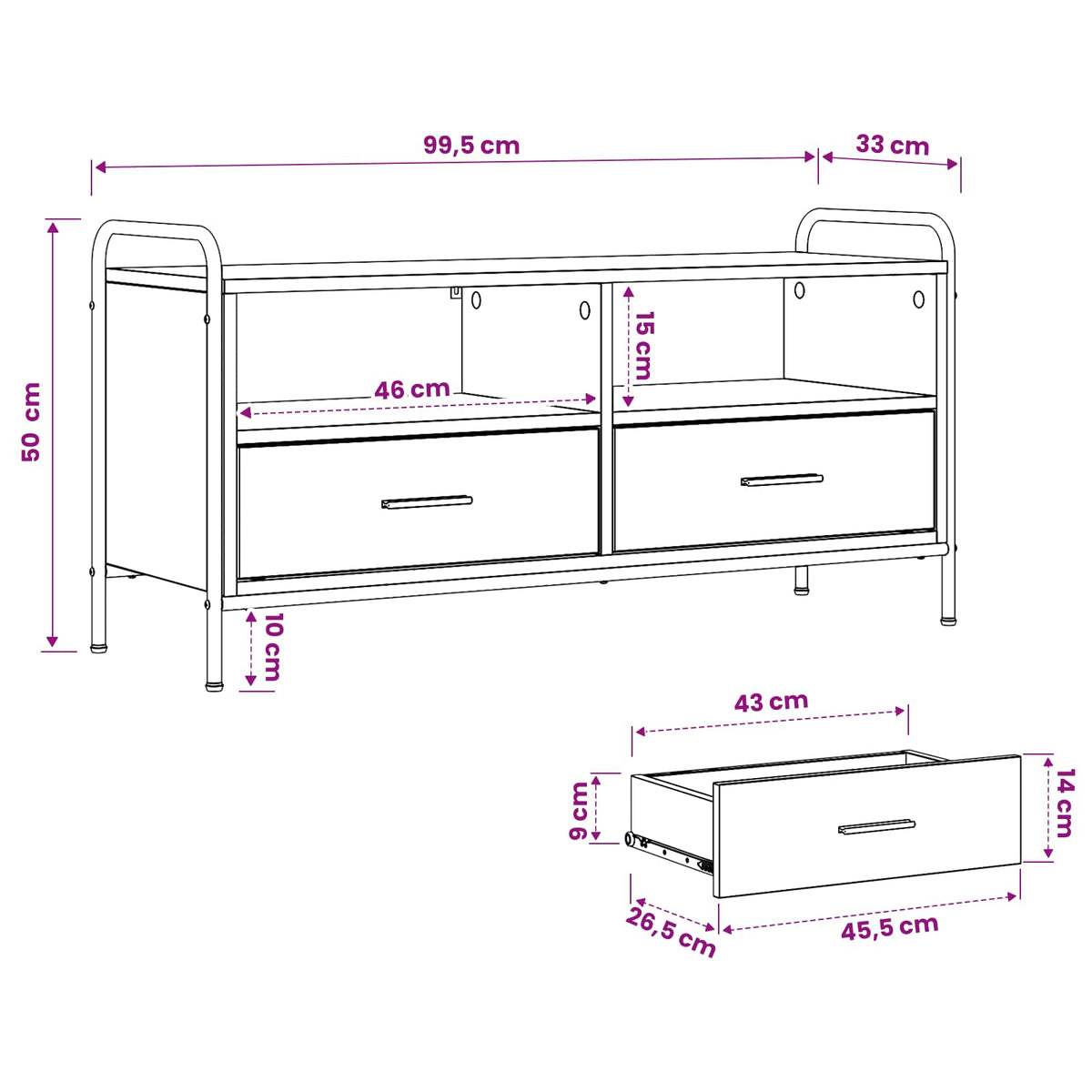 vidaXL TV Cabinet 99.5 x 33 x 50 cm Artisan Oak Engineered Wood