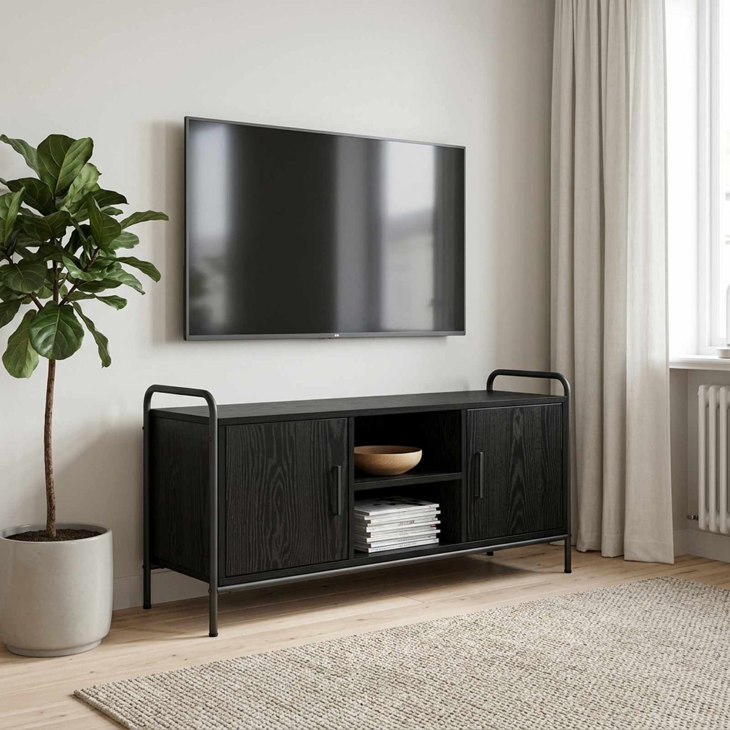 vidaXL TV Cabinet 99 x 33 x 50 cm Black Oak Engineered Wood