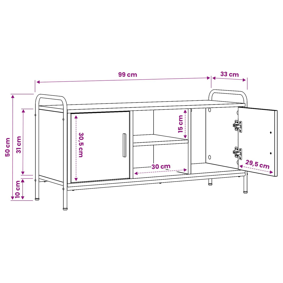vidaXL TV Cabinet 99 x 33 x 50 cm Grey Sonoma Engineered Wood