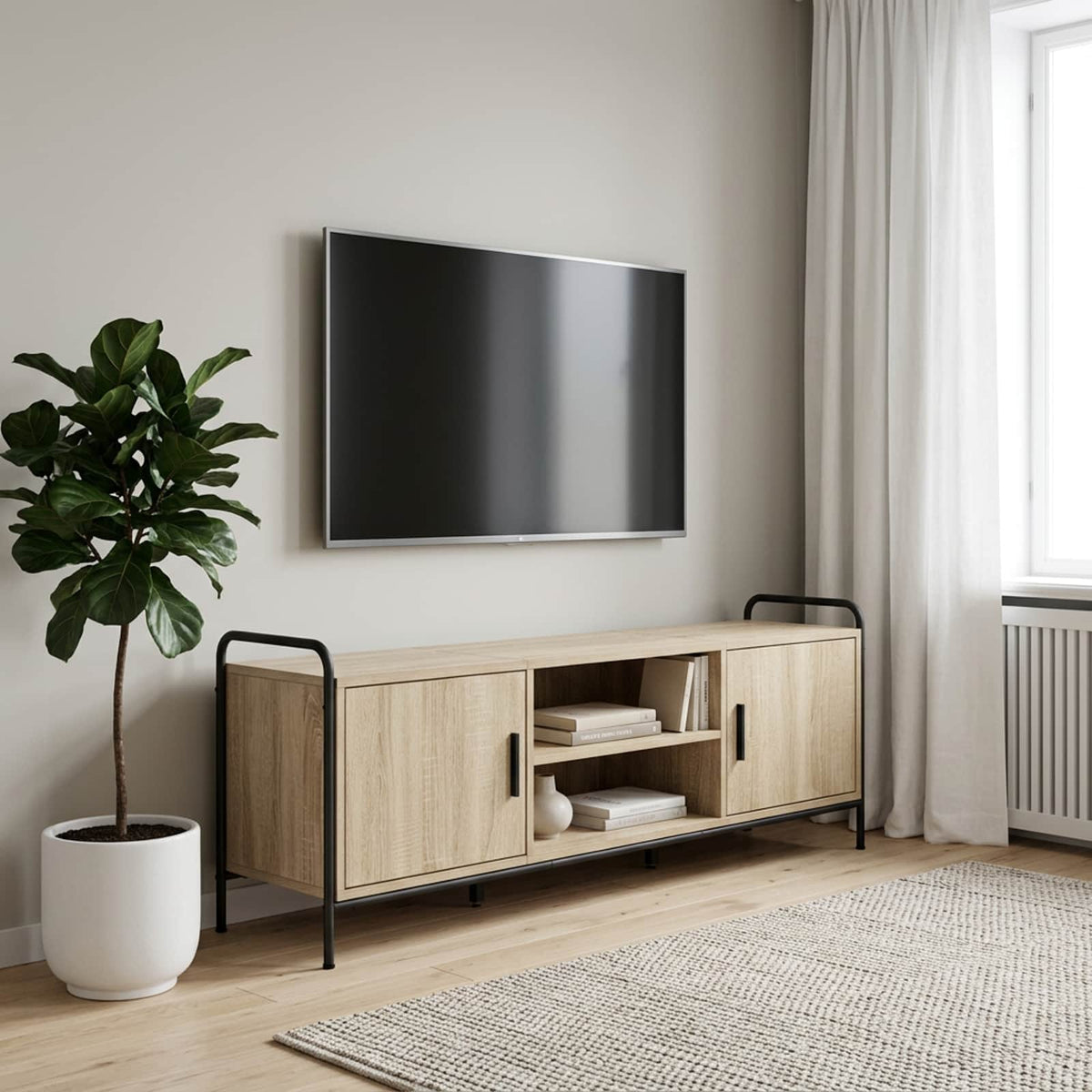 vidaXL TV Cabinet 133 x 33 x 50 cm Sonoma Oak Engineered Wood