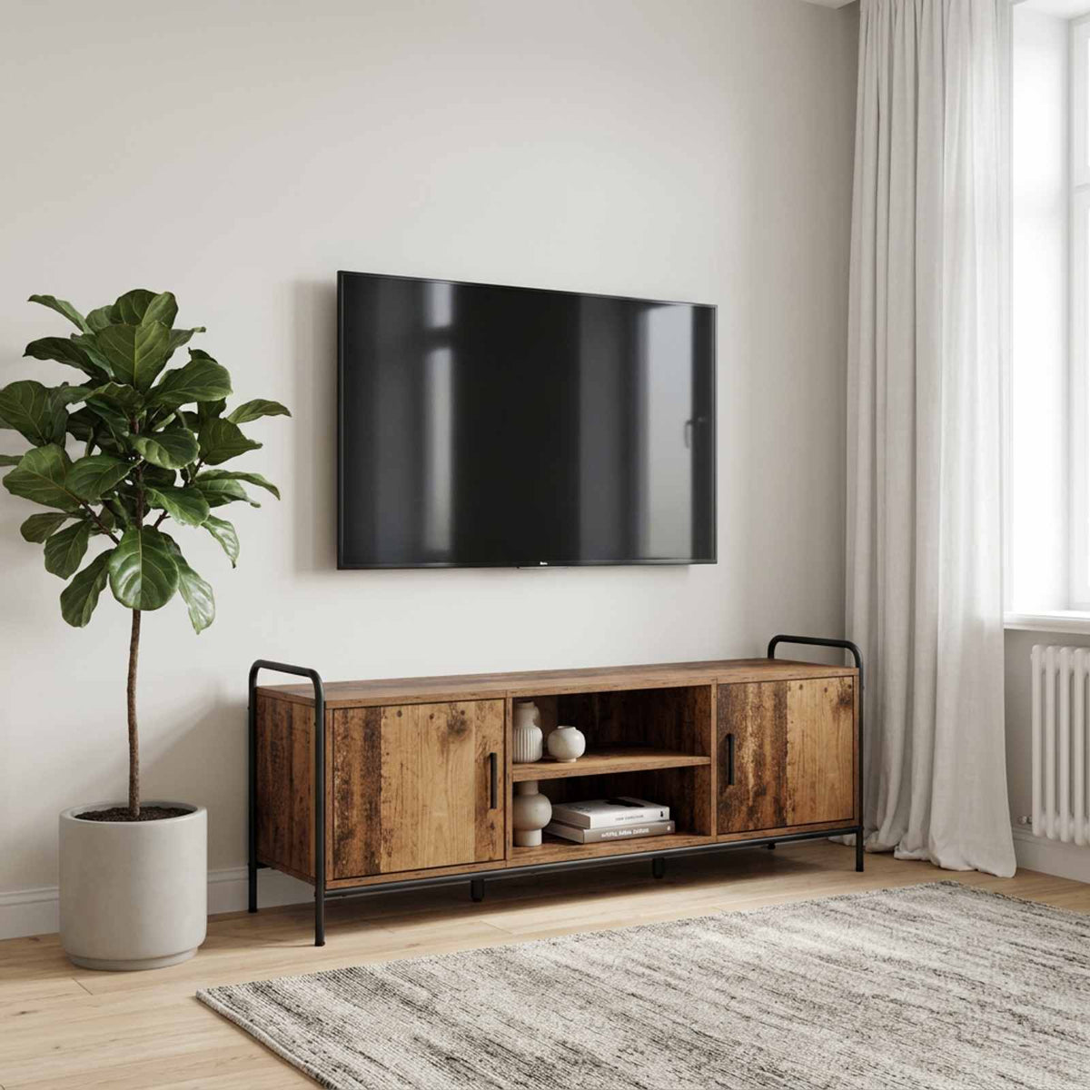 vidaXL TV Cabinet 133 x 33 x 50 cm Old Wood Engineered Wood
