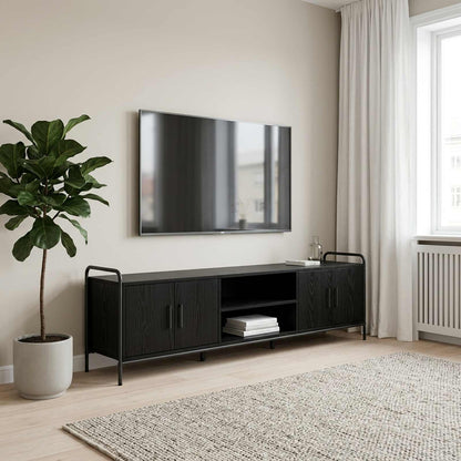 vidaXL TV Cabinet 167.5 x 33 x 50 cm Black Oak Engineered Wood