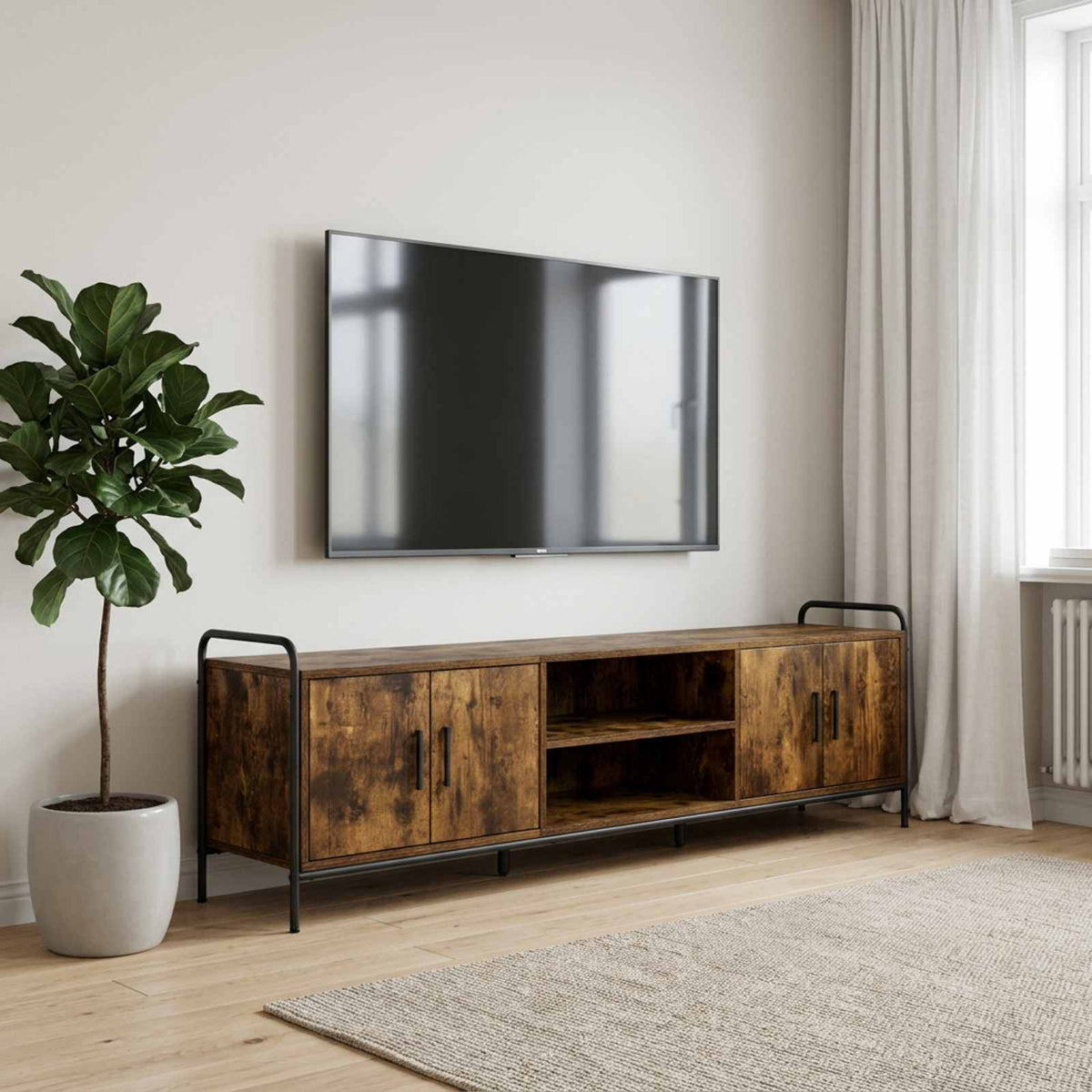 vidaXL TV Cabinet 167.5 x 33 x 50 cm Smoked Oak Engineered Wood