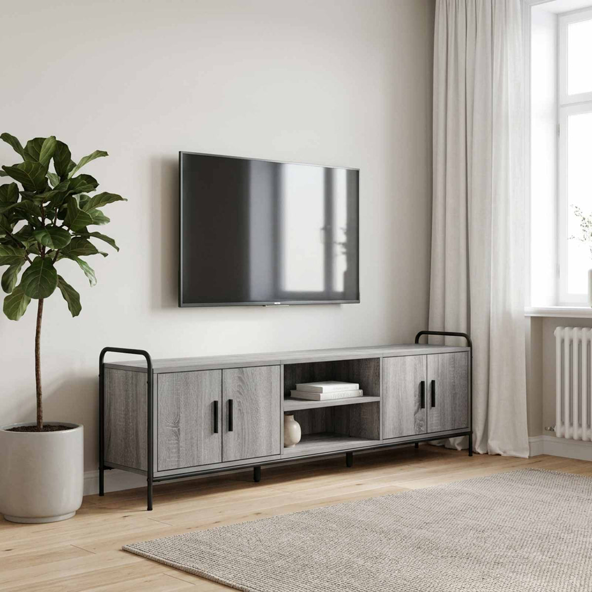vidaXL TV Cabinet 167.5 x 33 x 50 cm Grey Sonoma Engineered Wood