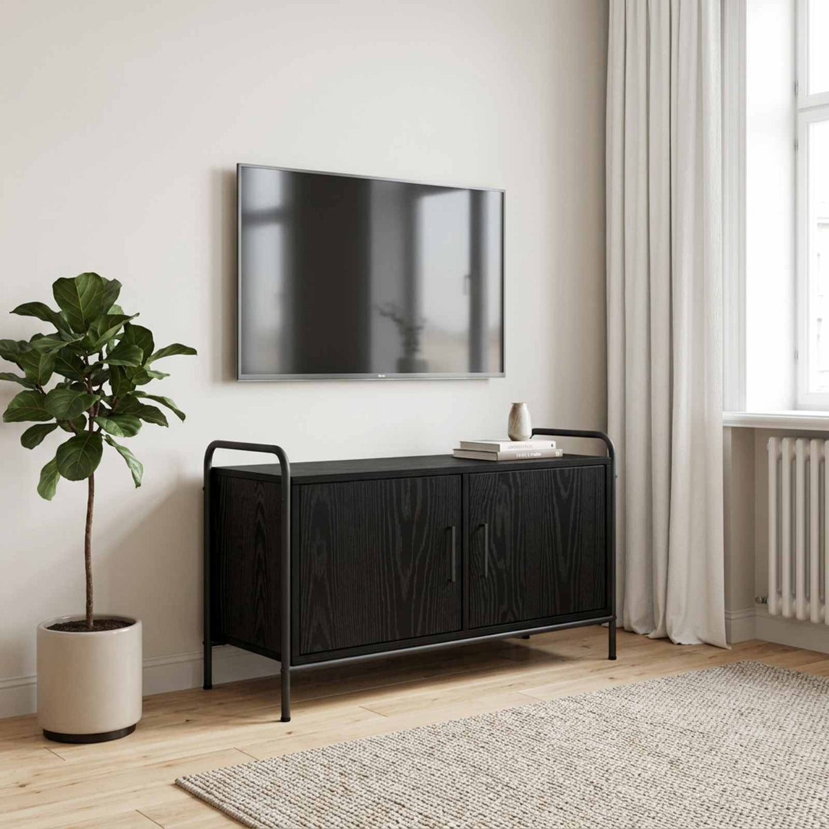 vidaXL TV Cabinet 79.5 x 33 x 50 cm Black Oak Engineered Wood