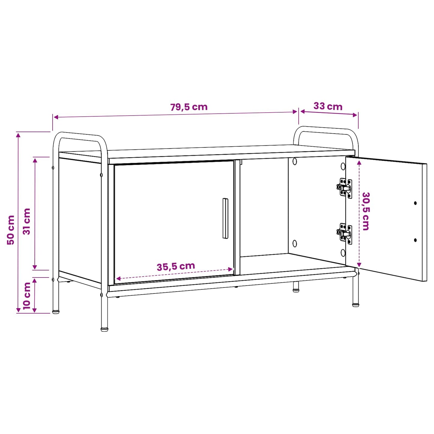 vidaXL TV Cabinet 79.5 x 33 x 50 cm Black Oak Engineered Wood