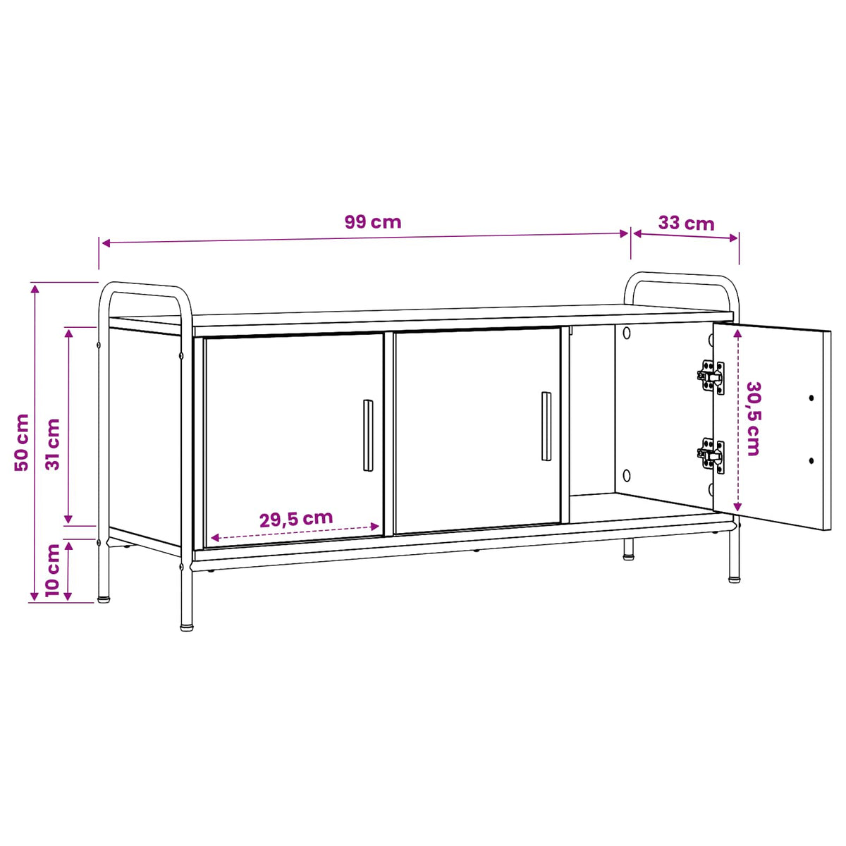 vidaXL TV Cabinet 99 x 33 x 50 cm Sonoma Oak Engineered Wood