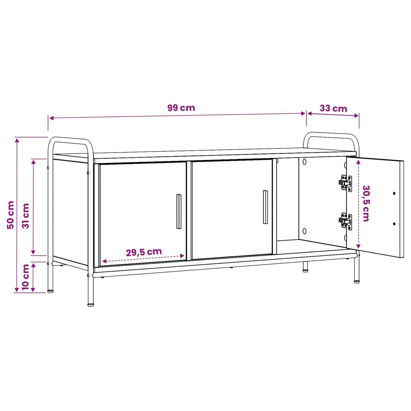 vidaXL TV Cabinet 99 x 33 x 50 cm Smoked Oak Engineered Wood