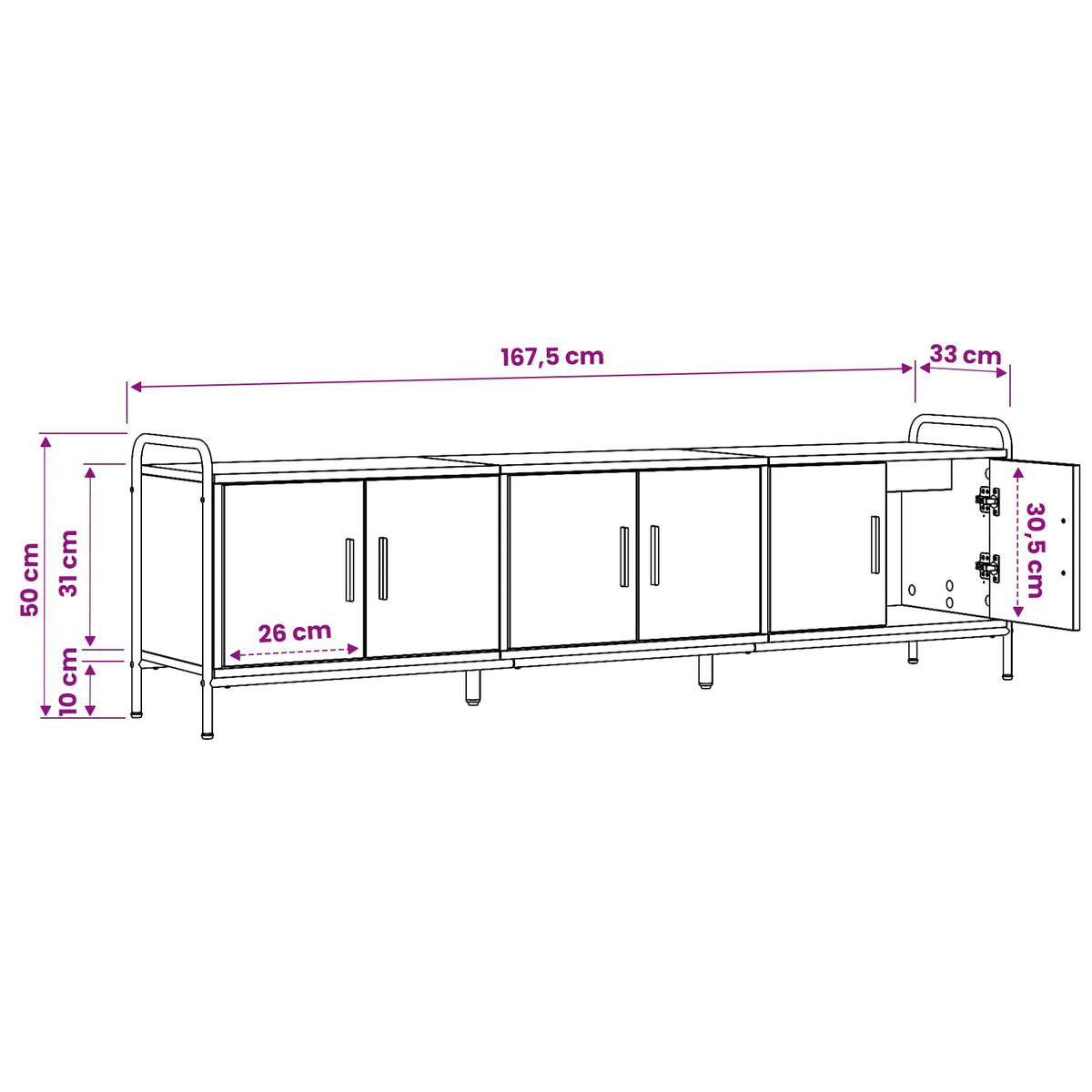 vidaXL TV Cabinet 167.5 x 33 x 50 cm Smoked Oak Engineered Wood