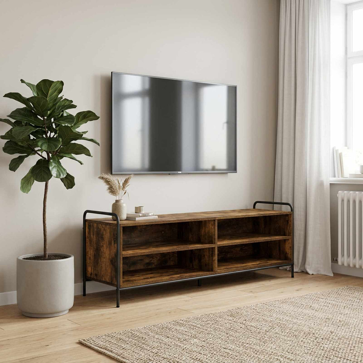 vidaXL TV Cabinet 140 x 39.5 x 50 cm Smoked Oak Engineered Wood