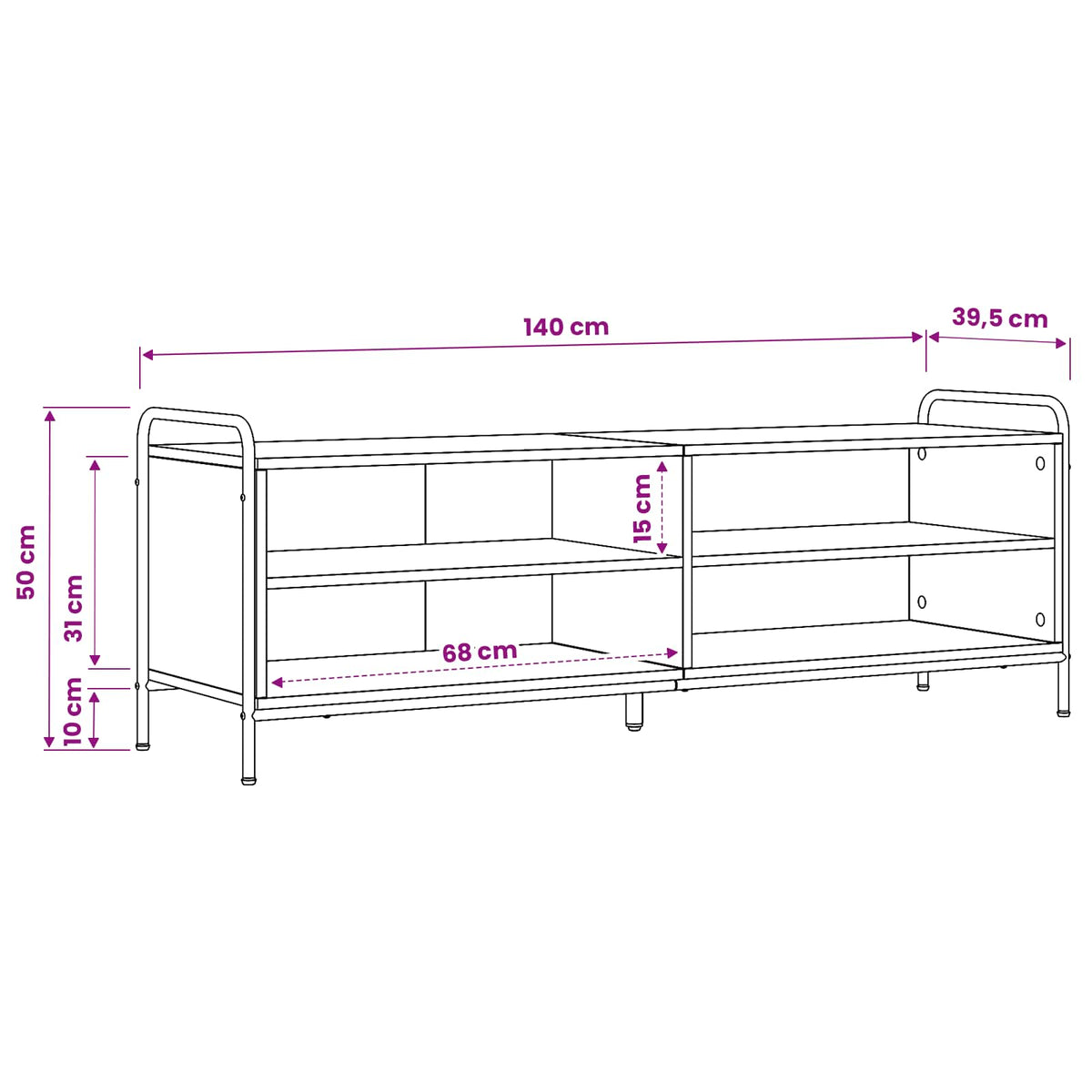 vidaXL TV Cabinet 140 x 39.5 x 50 cm Smoked Oak Engineered Wood