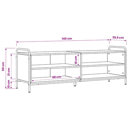 vidaXL TV Cabinet 140 x 39.5 x 50 cm Smoked Oak Engineered Wood