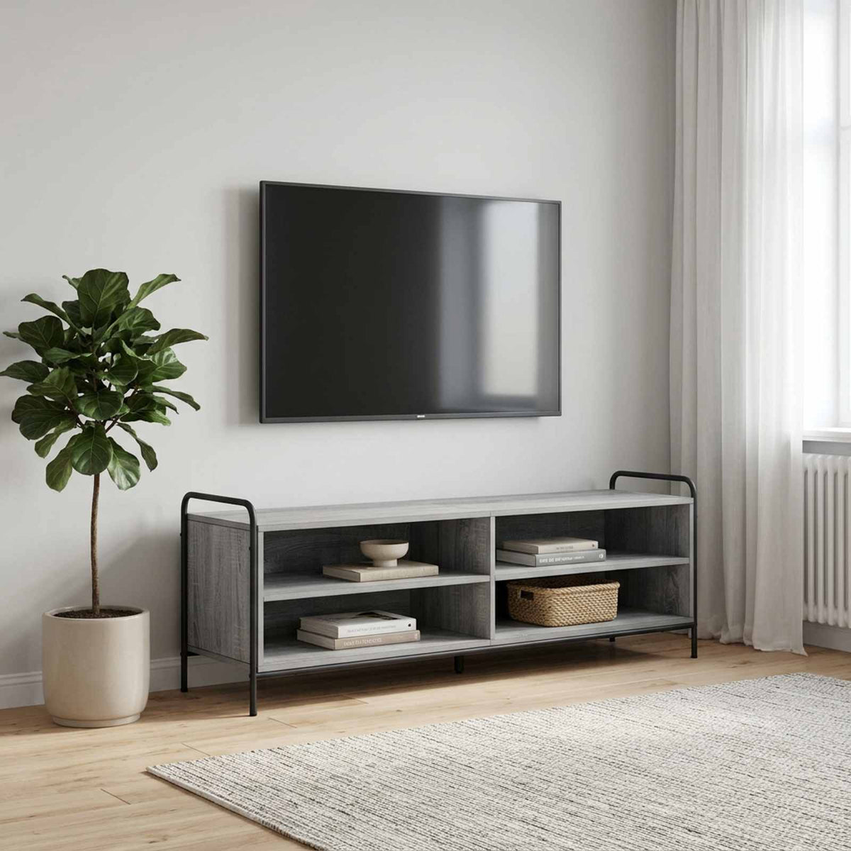 vidaXL TV Cabinet 140 x 39.5 x 50 cm Grey Sonoma Engineered Wood