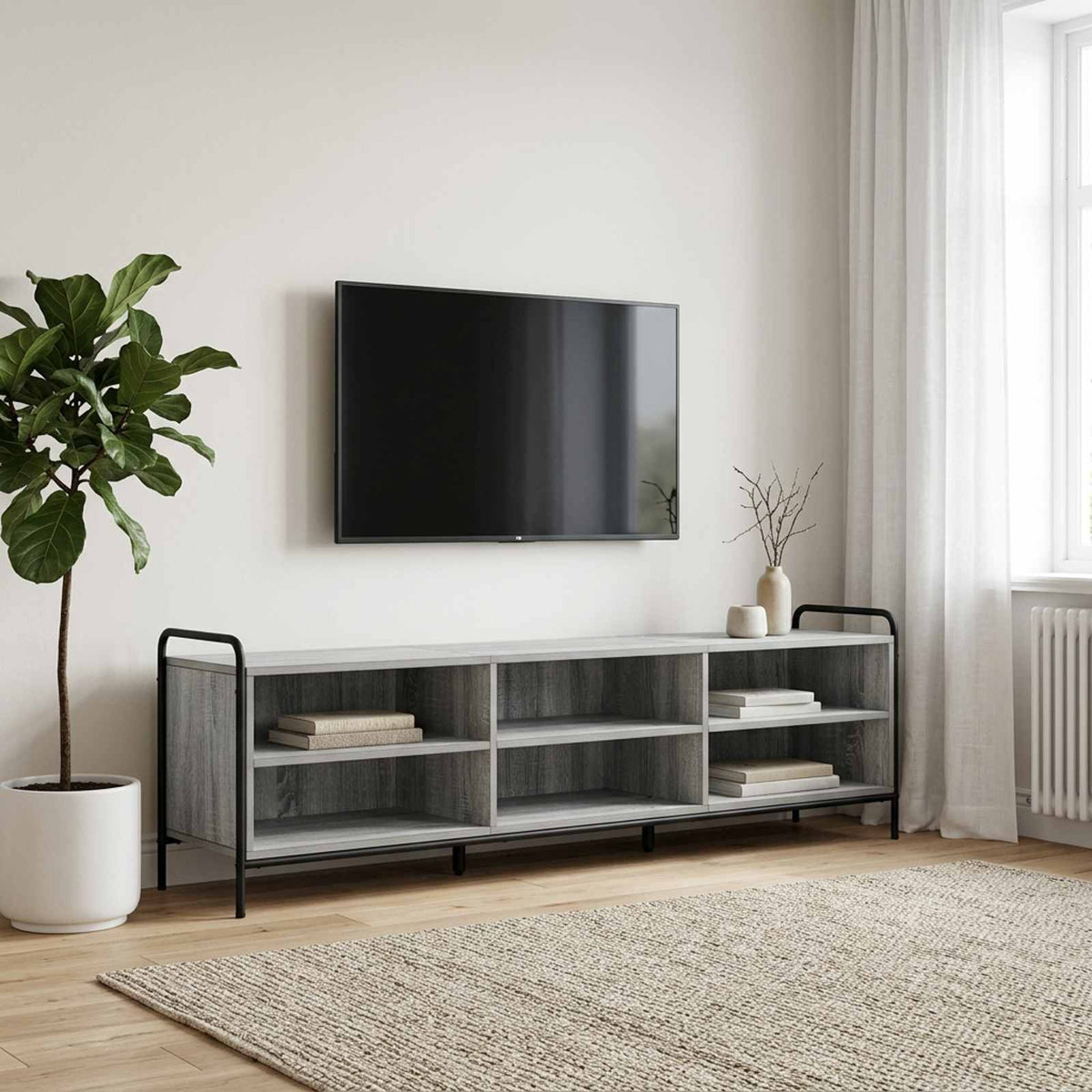 vidaXL TV Cabinet 167.5 x 36.5 x 50 cm Grey Sonoma Engineered Wood