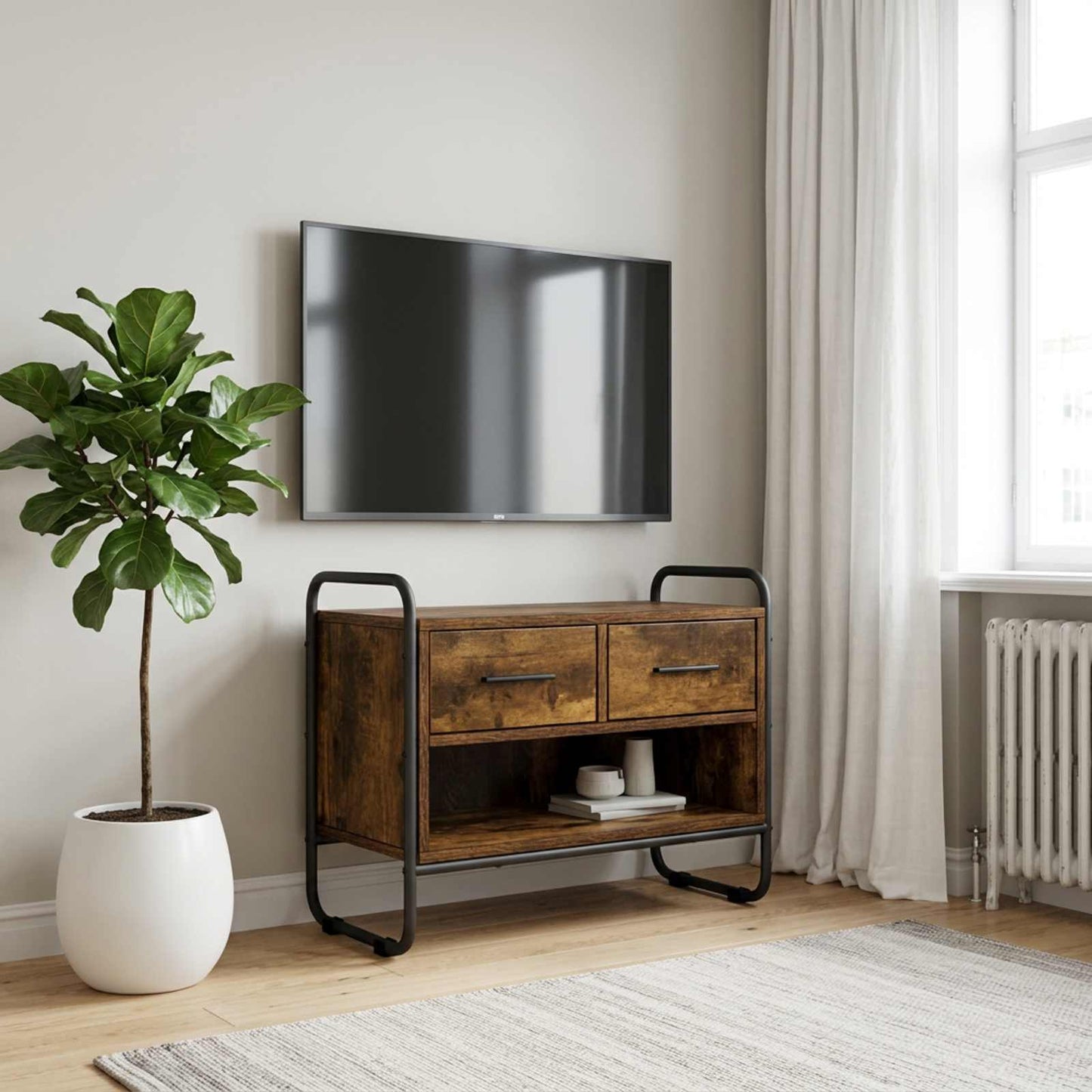 vidaXL TV Cabinet 60 x 30 x 50 cm Smoked Oak Engineered Wood
