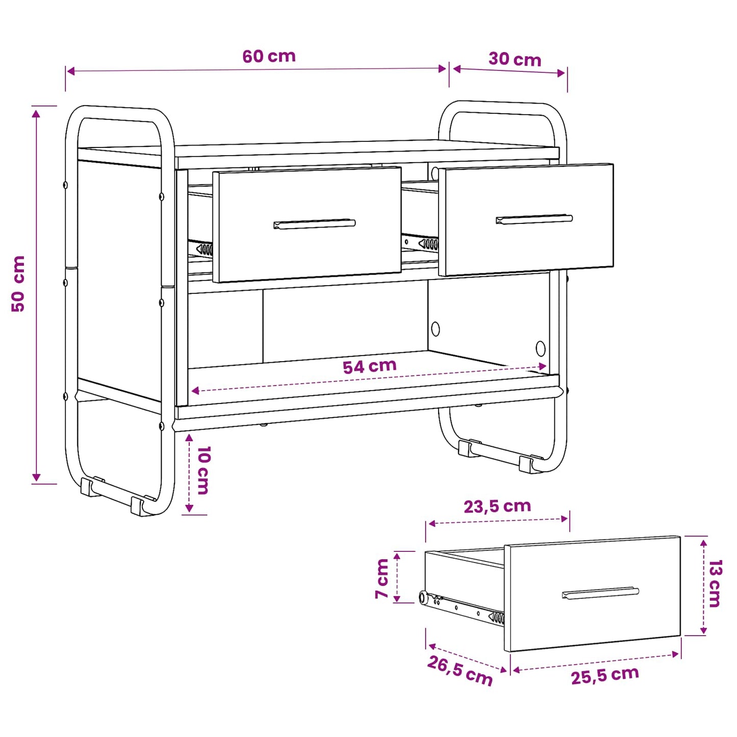 vidaXL TV Cabinet 60 x 30 x 50 cm Smoked Oak Engineered Wood