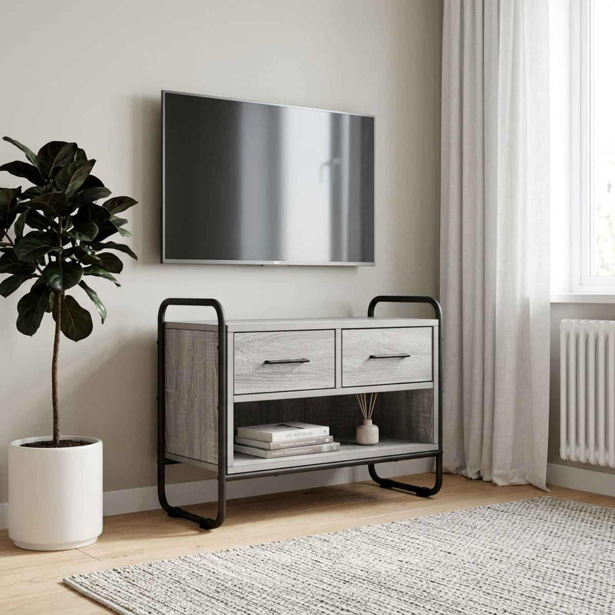 vidaXL TV Cabinet 60 x 30 x 50 cm Grey Sonoma Engineered Wood