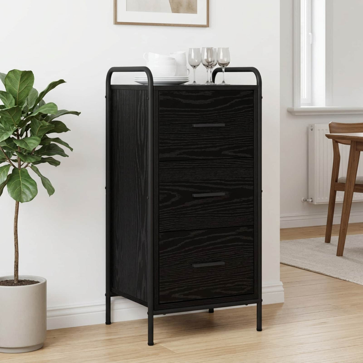 vidaXL Sideboard Black Oak 40 x 33 x 80.5 cm Engineered Wood