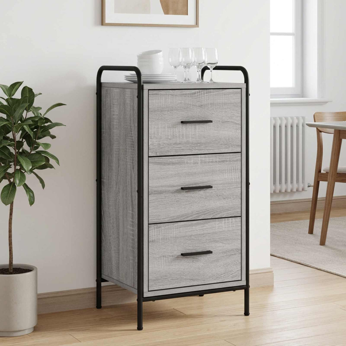 vidaXL Sideboard Grey Sonoma 40 x 33 x 80.5 cm Engineered Wood