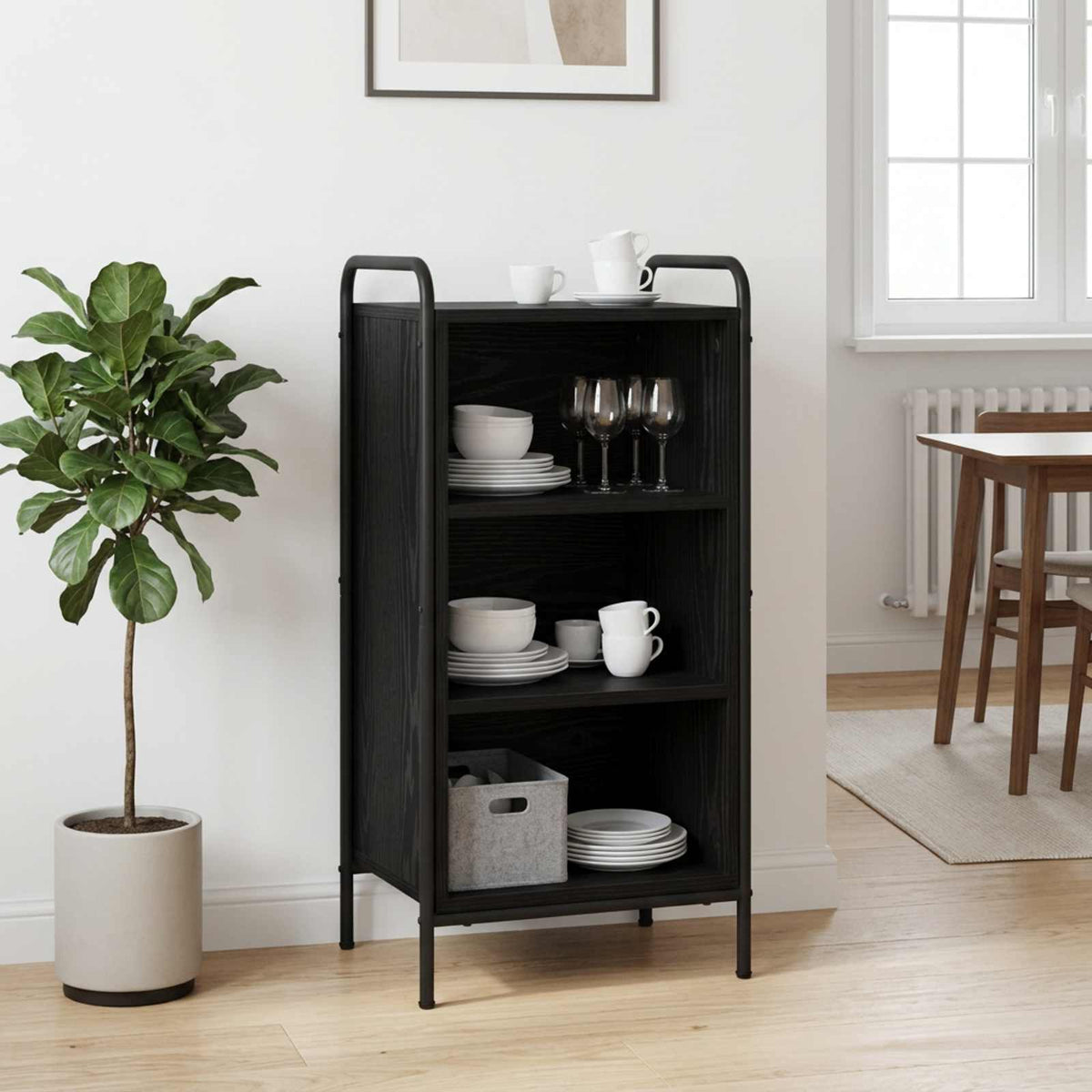 vidaXL Sideboard Black Oak 40 x 33 x 80.5 cm Engineered Wood