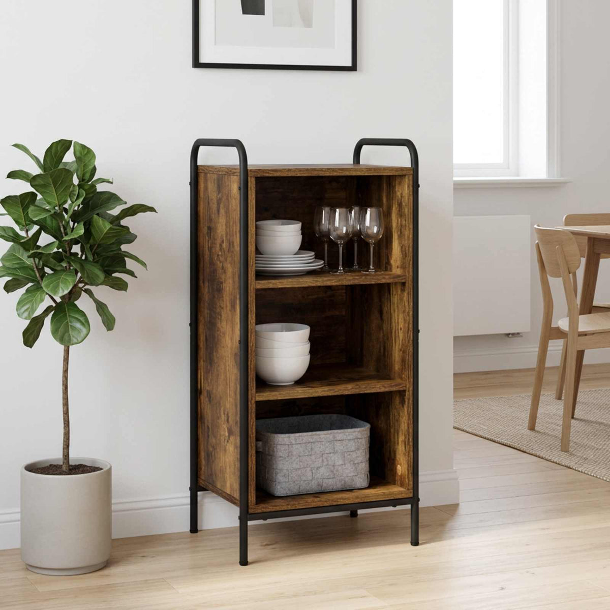 vidaXL Sideboard Smoked Oak 40 x 33 x 80.5 cm Engineered Wood
