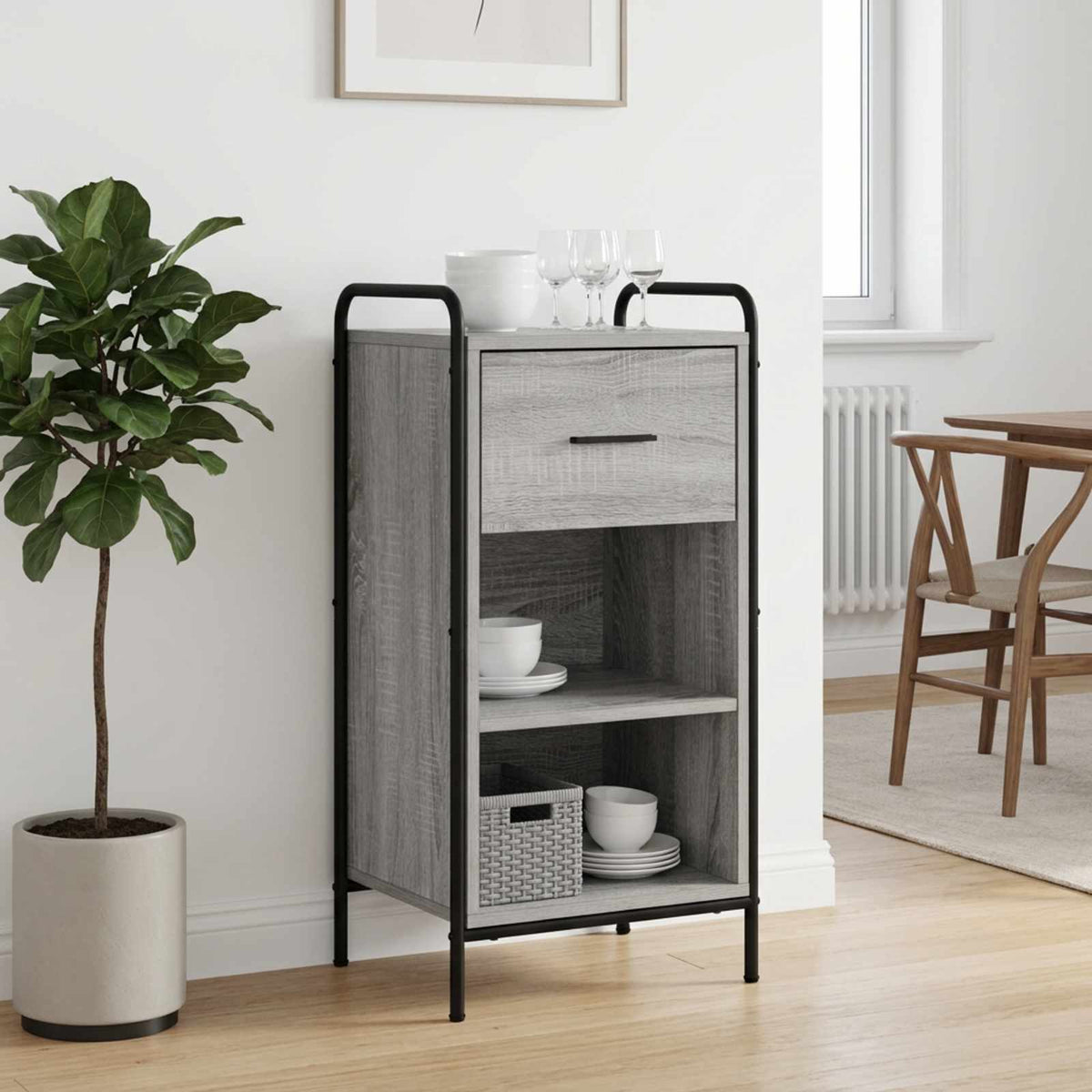 vidaXL Sideboard Grey Sonoma 40 x 33 x 80.5 cm Engineered Wood