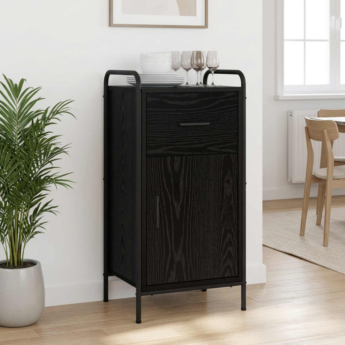 vidaXL Sideboard Black Oak 40 x 33 x 80.5 cm Engineered Wood