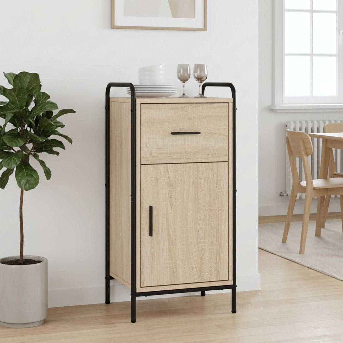 vidaXL Sideboard Sonoma Oak 40 x 33 x 80.5 cm Engineered Wood
