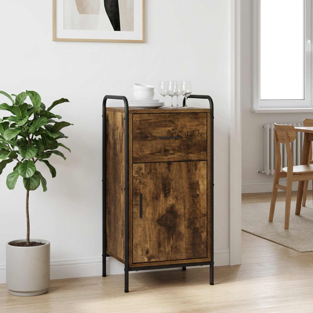 vidaXL Sideboard Smoked Oak 40 x 33 x 80.5 cm Engineered Wood