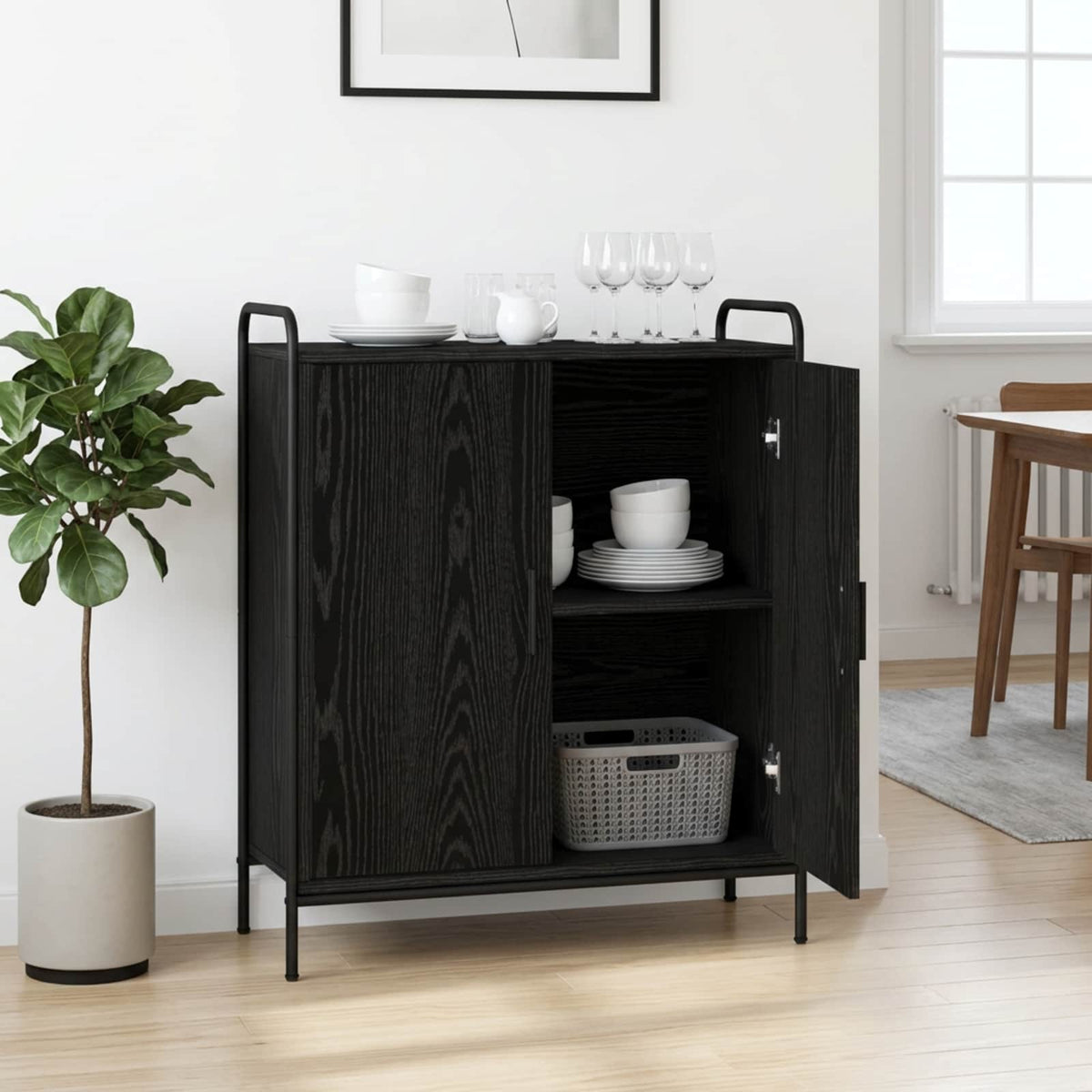 vidaXL Sideboard Black Oak 73 x 33 x 81 cm Engineered Wood